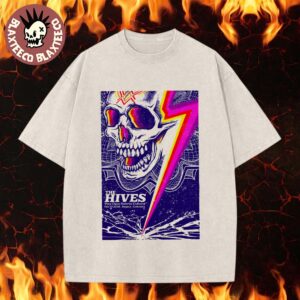 The Hives Bogota Colombia 2026 Event Poster At Vive Claro Distrito Cultural On February 10 2026 Lightning Skull Art Vintage Washed T-Shirt