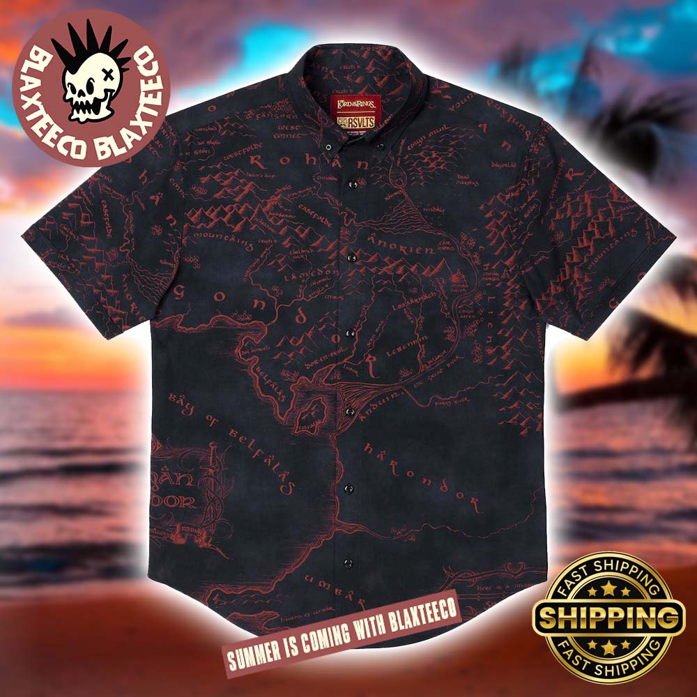 The Lord of the Rings RSVLTS World's Map The World Is Changed Short Button Hawaiian Shirt The Lord of the Rings RSVLTS World's Map The World Is Changed Short Button Hawaiian Shirt