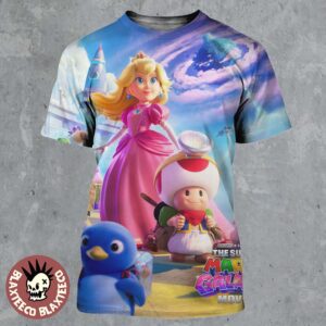 The Super Mario Galaxy Movie Princess Peach And Toad Characters Poster In Theaters On April 1 2026 All Over Print Shirt