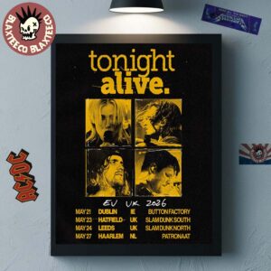Tonight Alive Europe And UK Tour 2026 Schedule Dates On May Home Decor Poster Canvas