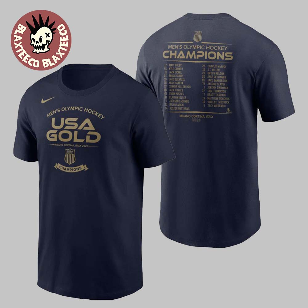 USA Men's Olympic Hockey Team Nike 2026 Champions Roster T-Shirt USA Men's Olympic Hockey Team Nike 2026 Champions Roster T-Shirt