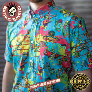 WWE RSVLTS Hulk Hogan Vs Ultimate Warrior Button Short Sleeve Hawaiian Shirt