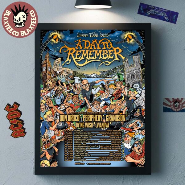 A Day To Remember Europe Tour 2026 Schedule Dates Home Decor Poster ...