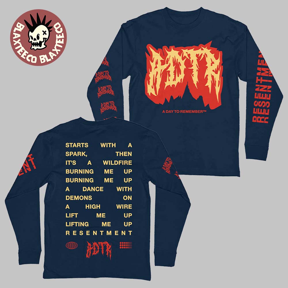 A Day To Remember You're Welcome 5 Year Anniversary Merch Navy Resentment Long Sleeve Tee A Day To Remember You're Welcome 5 Year Anniversary Merch Navy Resentment Long Sleeve Tee