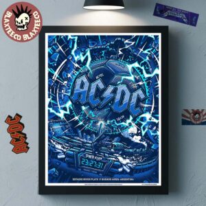 ACDC PWR Up Buenos Aires Argentina 2026 Venue Poster At Estadio River Plate On March 23 2026 Home Decor Poster Canvas