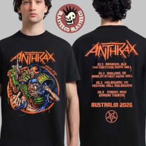 Anthrax Australia 2026 Tour Merch Tee The Not Man And Robocop Drokk It With Dates Back T-Shirt