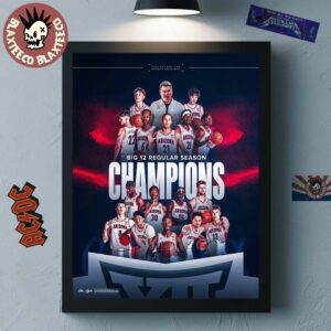 Arizona Wildcats Men’s Basketball 2026 Big 12 Conference Regular Season Champions Home Decor Poster Canvas