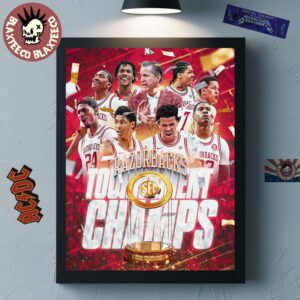 Arkansas Razorbacks Men’s Basketball 2026 SEC Tournament Champions Home Decor Poster Canvas