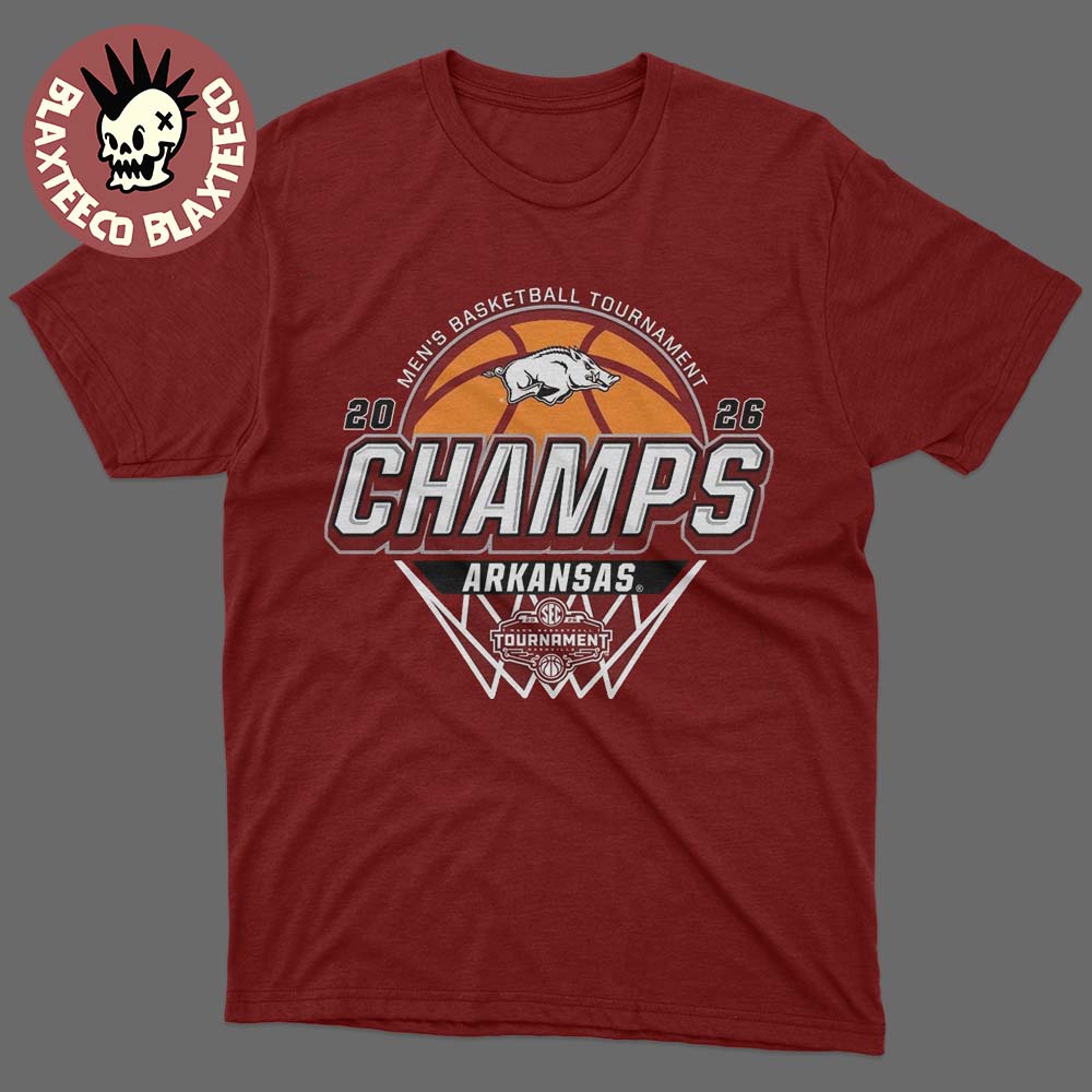 Arkansas Razorbacks Men's Basketball 2026 SEC Tournament Champions Locker Room Cardinal Red T-Shirt Arkansas Razorbacks Men's Basketball 2026 SEC Tournament Champions Locker Room Cardinal Red T-Shirt