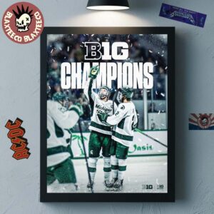 Back To Back To Back Michigan State Spartans Ice Hockey 2026 B1G Men’s Hockey Regular Season Champs Decor Poster Canvas
