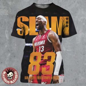 Bam Adebayo Miami Heat On The Cover Of SLAM 261 83 Points Forever Stamped In History Orange Metal Edition All Over Print Shirt
