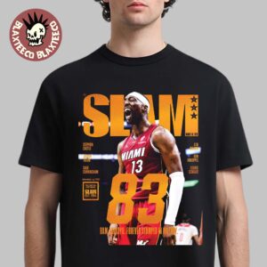 Bam Adebayo Miami Heat On The Cover Of SLAM 261 83 Points Forever Stamped In History Orange Metal Edition T-Shirt