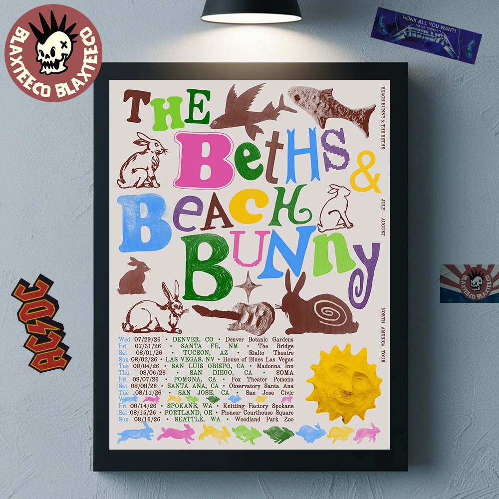 Beach Bunny X The Beths 2026 North America Tour Schedule Dates Home Decor Poster Canvas Beach Bunny X The Beths 2026 North America Tour Schedule Dates Home Decor Poster Canvas