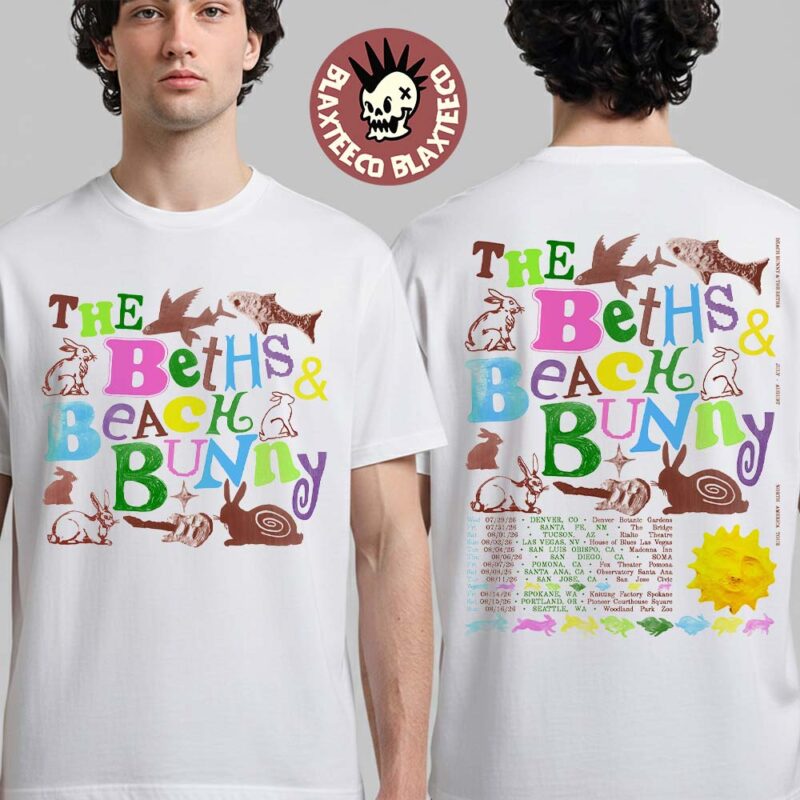 Beach Bunny X The Beths 2026 North America Tour Schedule Dates Two Sided T Shirt