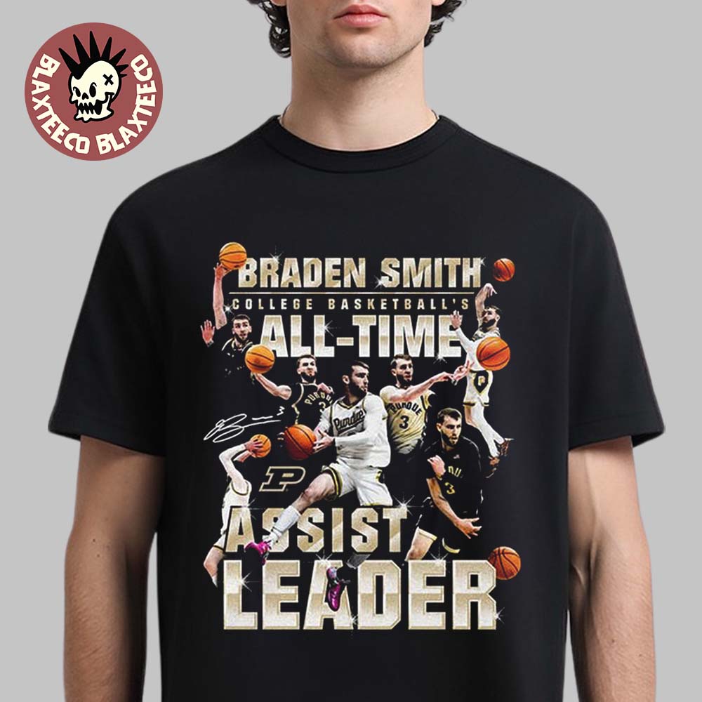 Braden Smith Purdue Boilermakers Men's College Basketball 2026 All Time Assist Leader T-Shirt Braden Smith Purdue Boilermakers Men's College Basketball 2026 All Time Assist Leader T-Shirt