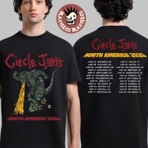Circle Jerks North America Tour 2026 Merch Tee Godzilla Art Two Sided T-Shirt