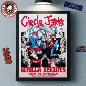 Circle Jerks With Gorilla Biscuits And Negative Approach 2026 North America Tour Merch Poster With City List Decor Poster Canvas