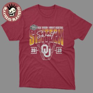 Crimson Oklahoma Sooners Women’s Basketball 2026 NCAA March Madness Sweet 16 T-Shirt