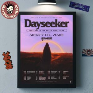 Dayseeker Creature In The Black Night Tour 2026 Europe And UK Schedule Dates Home Decor Poster Canvas