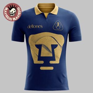 Deftones X Pumas Gold And Navy Jersey Polo Shirt