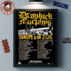 Dropkick Murphys Europe And UK 2026 Tour Schedule Dates Home Decor Poster Canvas