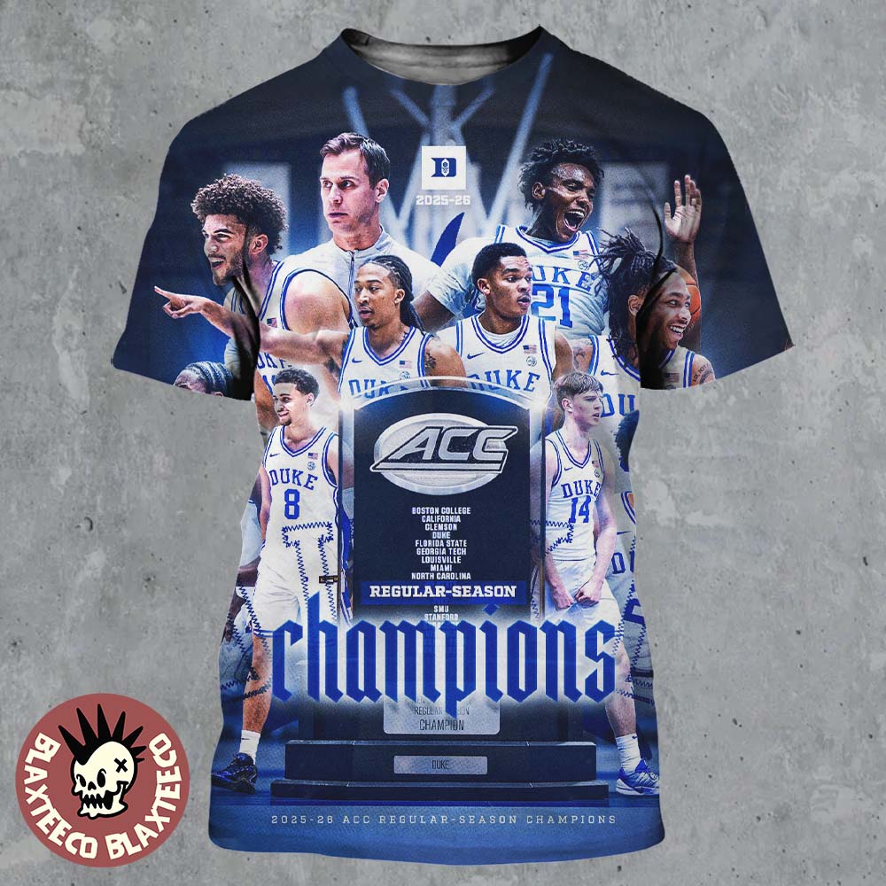 Duke Blue Devils Men's Basketball 2025 2026 ACC Regular Season Champions All Over Print Shirt Duke Blue Devils Men's Basketball 2025 2026 ACC Regular Season Champions All Over Print Shirt