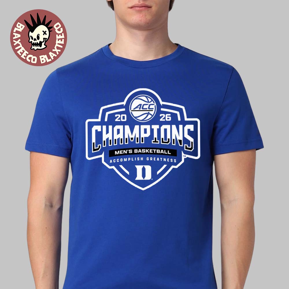 Duke Blue Devils Men's Basketball 2026 ACC Tournament Champions Locker Room T-Shirt Duke Blue Devils Men's Basketball 2026 ACC Tournament Champions Locker Room T-Shirt