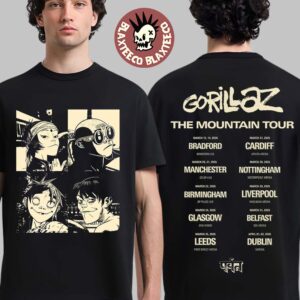 Gorillaz The Mountain Tour 2026 Europe And UK Merch With Dates Back T-Shirt Hoodie