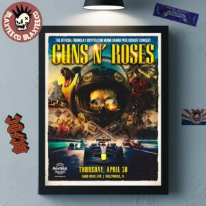 Guns N Roses F1 Miami Grand Prix 2026 Venue Poster Kickoff Concert At Hard Rock Hollywood Florida On April 30 2026 Poster Canvas