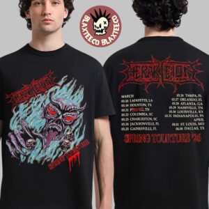 Herakleion Spring Tourture 2026 North America Tour Merch Flame Demon With Dates Back T-Shirt