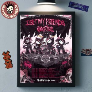 I Set My Friends On Fire Warped Tour North America 2026 Hello Kitty Style Art Home Decor Poster Canvas