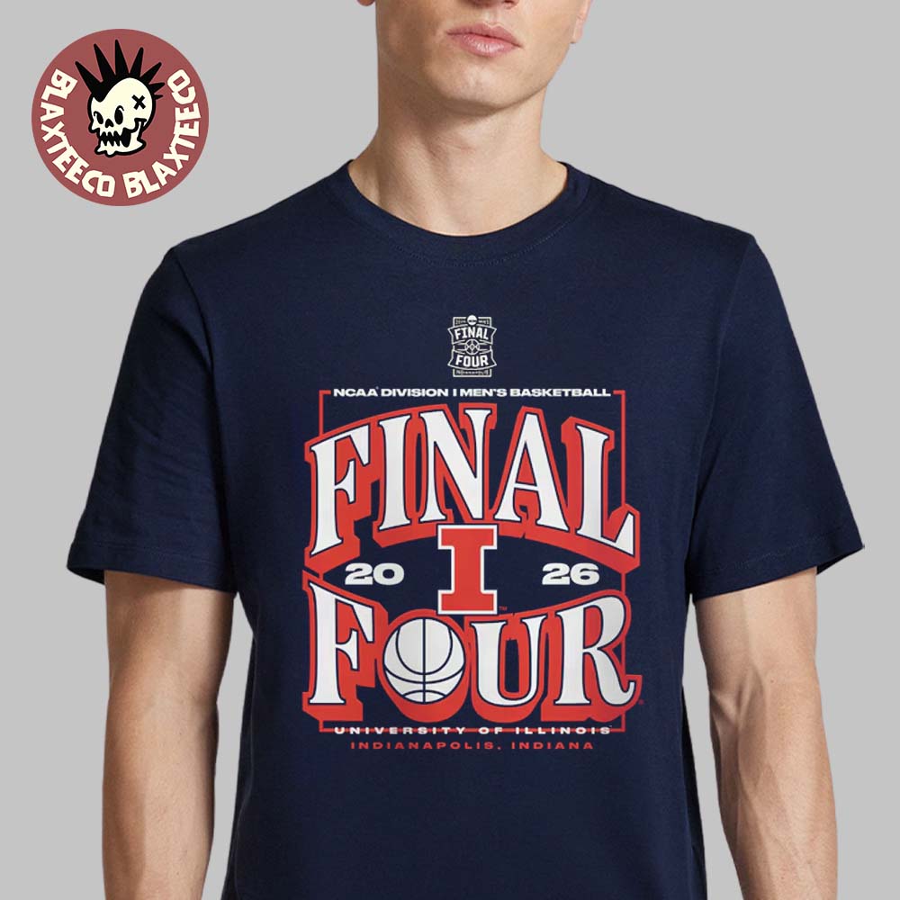 Illinois Fighting Illini Men's Basketball 2026 NCAA Tournament Final Four Indiana Bound T-Shirt Illinois Fighting Illini Men's Basketball 2026 NCAA Tournament Final Four Indiana Bound T-Shirt