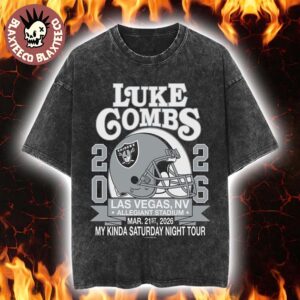Luke Combs Las Vegas Nevada 2026 Tour Merch Tee At Allegiant Stadium On March 21 2026 Las Vegas Raiders Helmet Retro Washed Tee