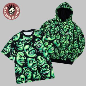 Market X Shrek Iconic Liquid Blue Skull Inspired All Over Print T-Shirt Hoodie