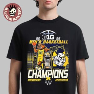 Michigan Wolverines Men’s Basketball B1G Big 10 Conference 2026 Champions Mascot T-Shirt