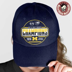 Michigan Wolverines Men’s Ice Hockey 2026 Big 10 Tournament Champions Locker Room Cap Hat Snapback