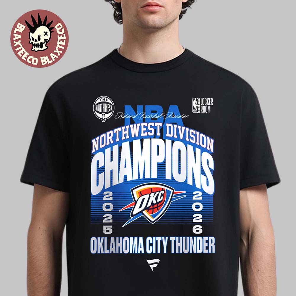 Oklahoma City Thunder 2026 NBA Northwest Division Champions Locker Room T-Shirt Oklahoma City Thunder 2026 NBA Northwest Division Champions Locker Room T-Shirt