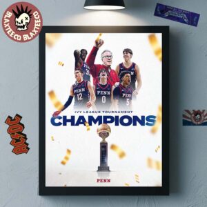 Pennsylvania Quakers Men’s Basketball Ivy League Tournament Champions Poster Canvas