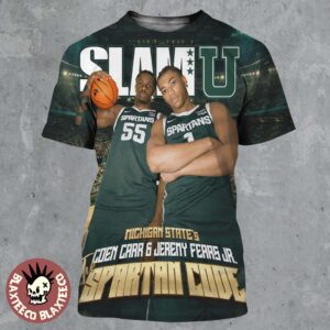 SLAMU Michigan State Spartans Coen Carr And Jeremy Fears Jr The Spartan Code Magazine Cover All Over Print Shirt
