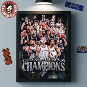 San Antonio Spurs NBA 2026 Southwest Division Champions Home Decor Poster Canvas