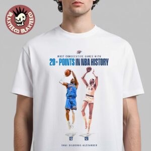 Shai Gilgeous Alexander OKC Thunder Most Consecutive Games With 20+ Points In NBA History T-Shirt