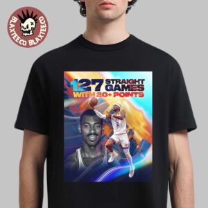 Shai Gilgeous Alexander OKC Thunder Passes Wilt For The Longest 20+ Points Streak Of All Time T-Shirt