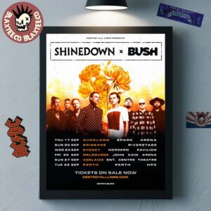 Shinedown X Bush Dance Kid Dance Act II Tour Australia 2026 Schedule Dates Home Decor Poster Canvas