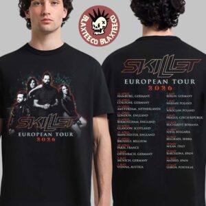 Skillet European Tour 2026 Schedule Dates Two Sided T-Shirt