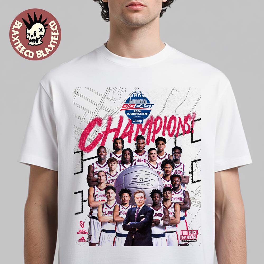 St John’s Red Storm Men's Basketball Back To Back 2026 Big East Tournament Champions Poster T-Shirt St John’s Red Storm Men's Basketball Back To Back 2026 Big East Tournament Champions Poster T-Shirt
