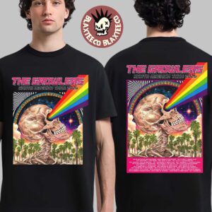The Growlers North America Tour 2026 Schedule Dates Skeleton Laser Rainbow Eyes Art Two Sided T-Shirt