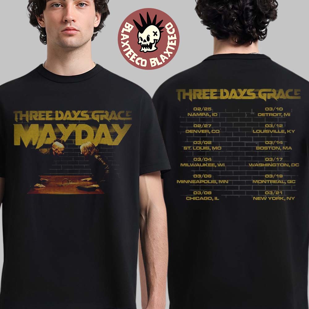 Three Days Grace Alienation 2026 Tour Merch Mayday T-Shirt Three Days Grace Alienation 2026 Tour Merch Mayday T-Shirt