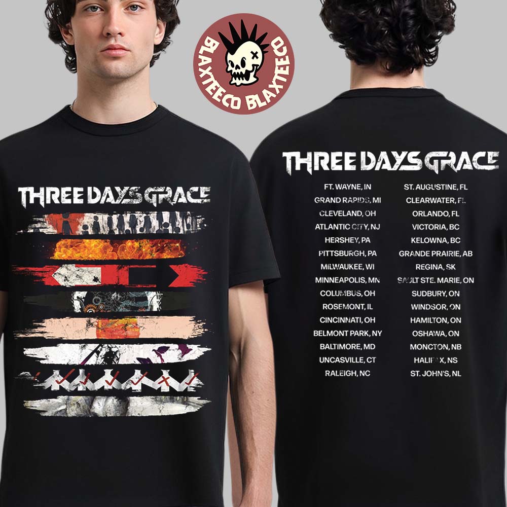 Three Days Grace Alienation 2026 Tour North America Merch Album Stripe T-Shirt Three Days Grace Alienation 2026 Tour North America Merch Album Stripe T-Shirt