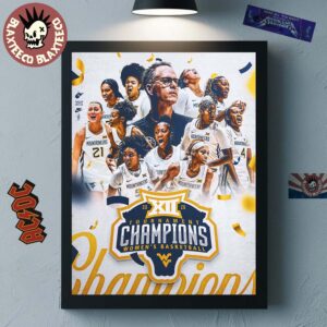 WVU West Virginia Mountaineers Women’s Basketball 2026 Big 12 Tournament Champions Home Decor Poster Canvas