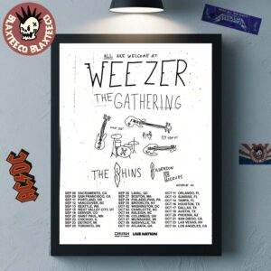 Weezer The Gathering Tour 2026 North America City Dates Home Decor Poster Canvas